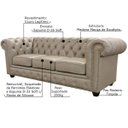 Ver imagem 2 de Sofá 3 Lugares Sala de Estar 2,35M Chesterfield Pés Madeira Couro Avelã - Gran Belo