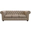 Ver imagem 1 de Sofá 3 Lugares Sala de Estar 2,35M Chesterfield Pés Madeira Couro Avelã - Gran Belo