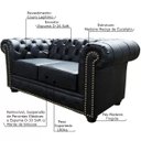 Ver imagem 2 de Sofá 2 Lugares Sala de Estar Chesterfield com Pés Madeira Couro Preto - Gran Belo