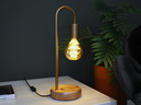 Ver imagem 3 de Luminária de Mesa Taschibra Flam Metal/Madeira E27 Bivolt Ouro