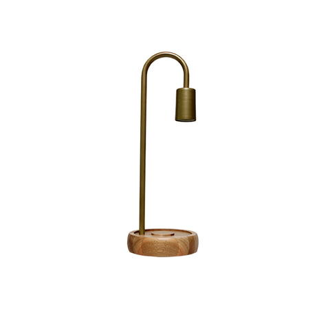 Luminária de Mesa Taschibra Flam Metal/Madeira E27 Bivolt Ouro