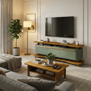 Ver imagem 2 de Rack Guarapari 180cm Design Orgânico para Sala Tv Moderno:pistache/naturalle