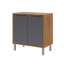 Ver imagem 2 de Balcão 80 cm com Tampo 2 Portas Divina/Brilhante e Celeste Marrom/Cinamomo/Titânio