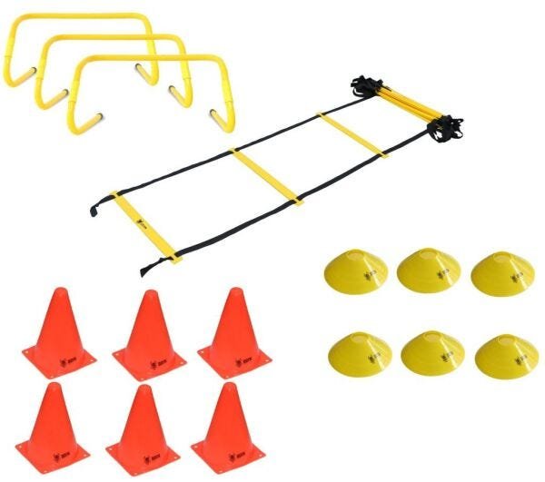 Kit Escada Agilidade Funcional + Barreiras Cones E Chapéu