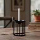 Ver imagem 7 de Castiçal Decorativo de Metal Preto 13x11x11cm Porta Vela Mesa Jantar Decoração