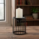Ver imagem 6 de Castiçal Decorativo de Metal Preto 13x11x11cm Porta Vela Mesa Jantar Decoração