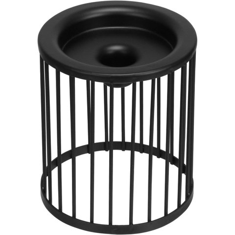 Castiçal Decorativo de Metal Preto 13x11x11cm Porta Vela Mesa Jantar Decoração