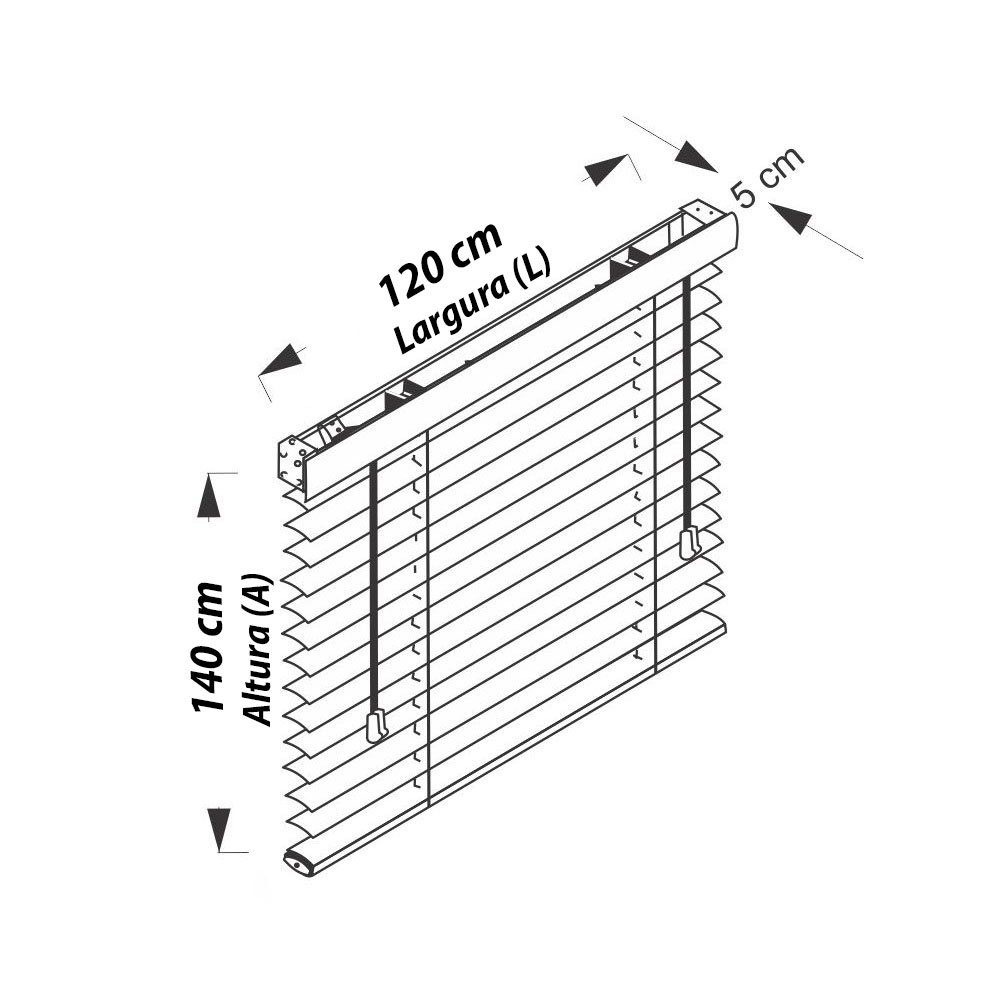 Persiana Horizontal Bambu 50mm Tabaco 120 (L) X 140 (A) cm Marrom 1,20 x 1,40 m Cortina Madeira Luxo - 9