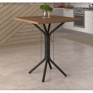 Mesa de Jantar 4 Lugares Thaís Tampo Bp Nature 68cm Cromo Preto - Movelpolo