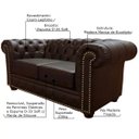 Ver imagem 2 de Sofá 2 Lugares Sala de Estar Chesterfield com Pés Madeira Couro Capucino - Gran Belo
