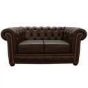 Ver imagem 1 de Sofá 2 Lugares Sala de Estar Chesterfield com Pés Madeira Couro Capucino - Gran Belo