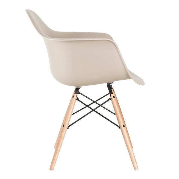 Cadeira Charles Eames Eiffel com Braços - Daw - Nude - Bege - Madeira Clara - 2