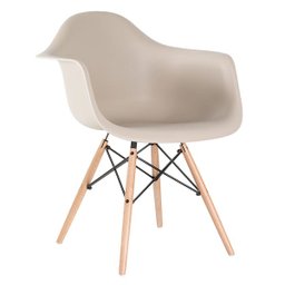 Cadeira Charles Eames Eiffel com Braços - Daw - Nude - Bege - Madeira Clara - 1