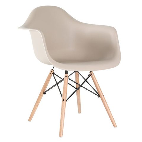 Cadeira Charles Eames Eiffel com Braços - Daw - Nude - Bege - Madeira Clara