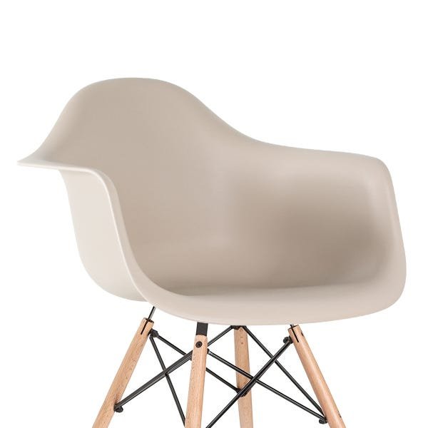 Kit 2 Cadeiras Charles Eames Eiffel com Braços - Daw - Nude - Bege - Madeira Clara - 6