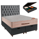 Ver imagem 1 de Cama Box Bau + Colchão Queen Ortobom Molas Ensacadas Airtech + Cabeceira Estofada