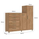 Ver imagem 7 de Cômoda 2 Portas 5 Gavetas com Pés Chicago CO170 Moderno MDP Cor Mel/Marrom-Claro - Fellicci Móveis