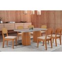 Ver imagem 1 de Conjunto: Mesa Sala Jantar Maldivas Curvo 180cm + 6 Cadeiras Havana Naturale/off White - Suede Creme