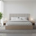Ver imagem 1 de Cabeceira Cama Casal Queen Estofada Gomos 170cm X 121cm Linho Veludo Cor:linho Philips Alumínio
