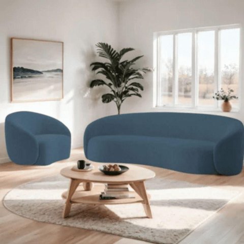 Sofá Amore 3 Lugares Fixo 200cm Azul Linho com Poltrona Mabe Magazine