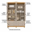 Ver imagem 4 de Guarda Roupa Bebê Peroba Elô 4 Portas Off White Amêndoa