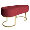 Banco Recamier Estofado Luana Base Gold Veludo Vermelho - Montanaris Decor - 1