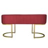 Banco Recamier Estofado Luana Base Gold Veludo Vermelho - Montanaris Decor - 3