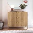 Ver imagem 1 de Cômoda para Quarto 3 Gavetas Luna Bege/Hanover/Dourado
