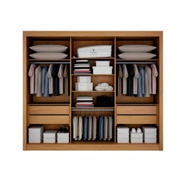 Guarda Roupa Casal 100% Mdf 3 Portas Correr com Espelho e 4 Gavetas Milano Leifer - 3