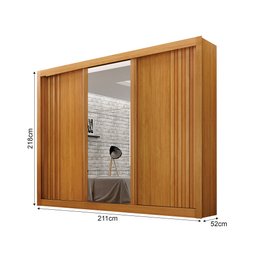Guarda Roupa Casal 100% Mdf 3 Portas Correr com Espelho e 4 Gavetas Milano Leifer - 4