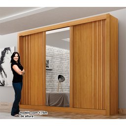 Guarda Roupa Casal 100% Mdf 3 Portas Correr com Espelho e 4 Gavetas Milano Leifer - 5