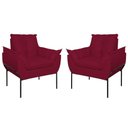 Ver imagem 1 de Kit 02 Poltronas Base Metal Preto Sala Quarto Balaqui Decor Marsala