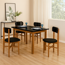 Ver imagem 1 de Conjunto Mesa de Jantar Base Madeira Maciça com 4 Cadeiras Elisa Ideal para Apartamenteo 90x90 Preto