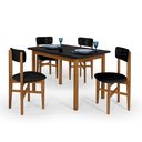 Ver imagem 2 de Conjunto Mesa de Jantar Base Madeira Maciça com 4 Cadeiras Elisa Ideal para Apartamenteo 90x90 Preto