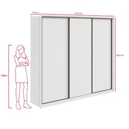 Guarda Roupa Casal 3 Portas de Correr 6 Gavetas 270,5cm Spazio 100% MDF Branco - 6