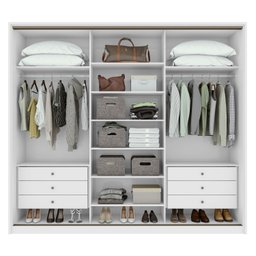 Guarda Roupa Casal 3 Portas de Correr 6 Gavetas 270,5cm Spazio 100% MDF Branco - 3 Guarda Roupa Casal 3 Portas de Correr 6 Gavetas 270,5cm Spazio 100% MDF Branco - 3