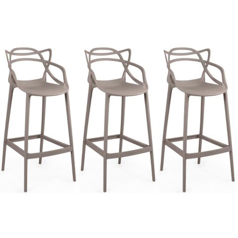 Kit 3 Banqueta Alta Allegra com Encosto Design Cozinha/bancada - Fendi