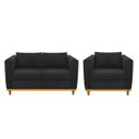 Ver imagem 1 de Kit Sofá 2 Lugares e Poltrona Europa Suede Preto ADJ Decor