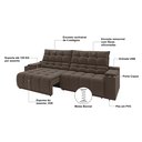 Ver imagem 3 de Sofá Connect Premium 2,30m Assento Retrátil/reclinável com Porta Copos e Entrada Usb Suede Marrom