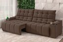 Ver imagem 1 de Sofá Connect Premium 2,30m Assento Retrátil e Reclinável com Porta Copos e Entrada USB Suede Marrom