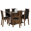 Ver imagem 2 de Conjunto Sala de Jantar Mesa Tampo de Vidro 6 Cadeiras Rustic/preto Yolanda Madesa