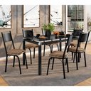 Ver imagem 1 de Conjunto Mesa de Jantar Tubular com 6 Cadeiras Malva Tampo Vidro 140cm 151 Sf Preto/rattan - Movelpo