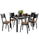 Ver imagem 2 de Conjunto Mesa de Jantar Tubular com 6 Cadeiras Malva Tampo Vidro 140cm 151 Sf Preto/rattan - Movelpo