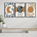 Ver imagem 2 de Kit 3 Quadros Bohos Luas Escandinavas 33x24cm:moldura Branca