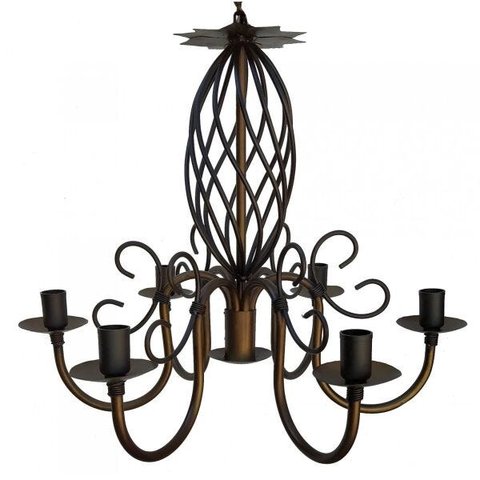 Lustre de Metal com Espiral para Sala de Jantar Iluminação Interna - Verniz