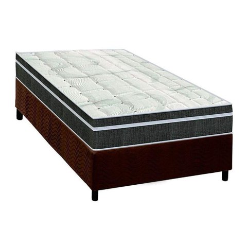 Cama Box Solteiro: Colchão Molas Orthoflex Bonnel Venezia + Base Crc Suede Brown(88x188)