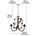 Ver imagem 2 de Lindo Lustre de Pássaros de Metal Decorativo para Varanda e Sacada - Verniz