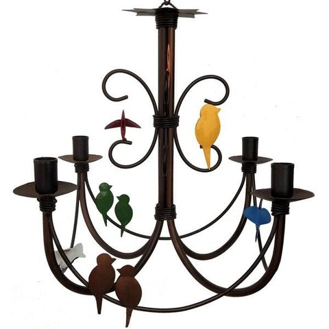 Luminária de Pássaros Retrô para Decoração e Iluminação de Área Gourmet - Colorido