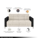 Ver imagem 3 de Sofá Living Decorativo Houston 2 Lugares 180cm Pés em Metal Linho/ Pu Off White/ Preto G33 - Gran Be