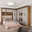 Ver imagem 1 de Guarda-roupa Casal Modulado Hércules 11 Portas 6 Gavetas com Espelho Cinamomo/off White - Carioca Mó